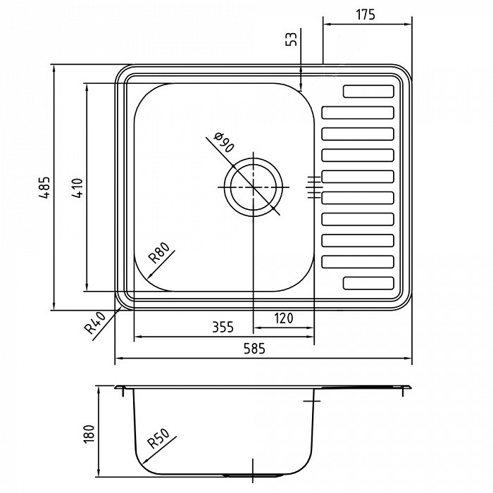Мойка кухонная IDDIS 585*485 Strit S (STR58PDi77) Мойка кухонная IDDIS 585*485 Strit S (STR58PDi77) - фото 3