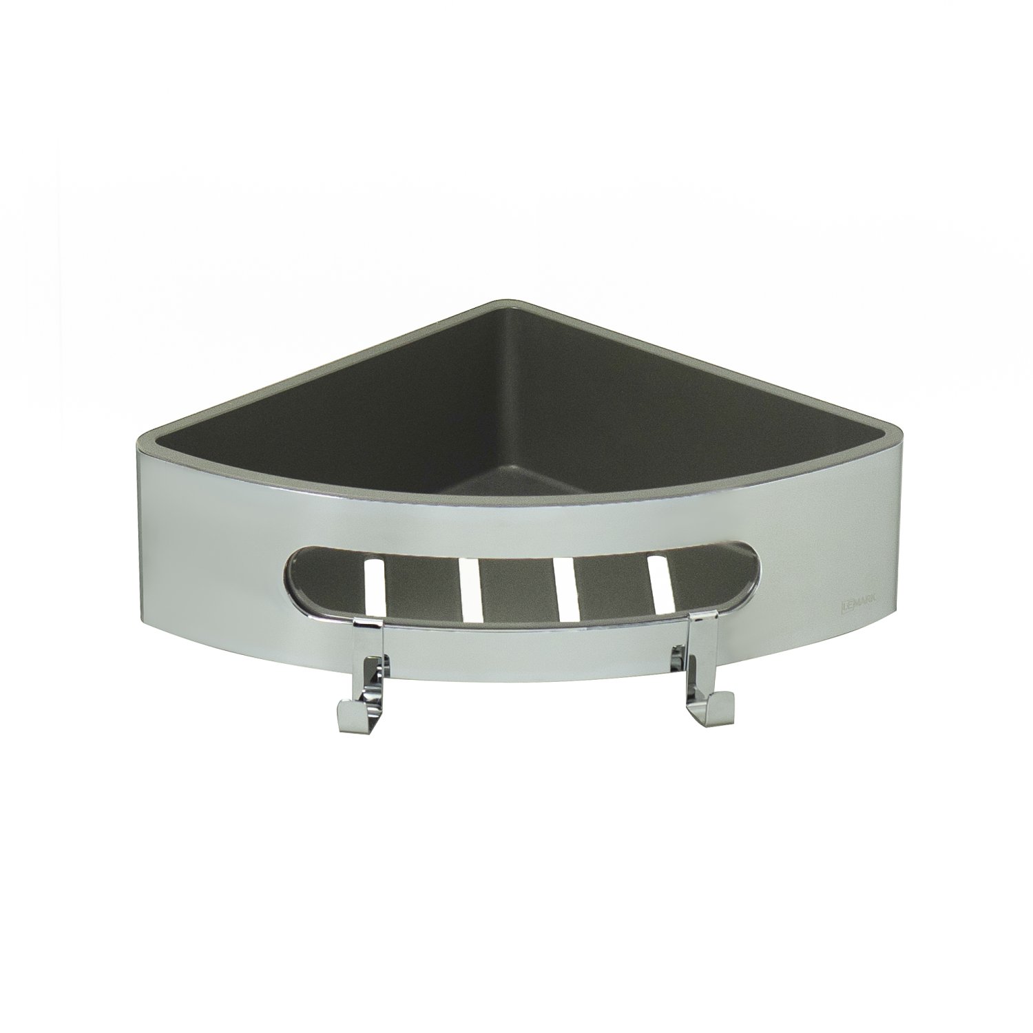 Полка для душа угловая Lemark SHELF LINE из нерж. стали с крючками, хром/вставка-пластик графит (9771046) - фото 1
