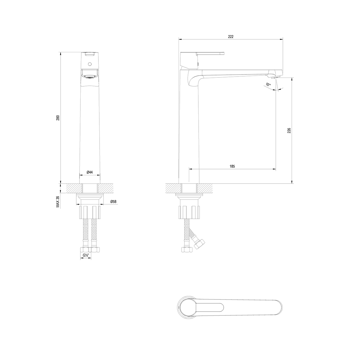 Смеситель Lemark Ladoga для раковины высокий (LMF-0715B-BL) - фото 3