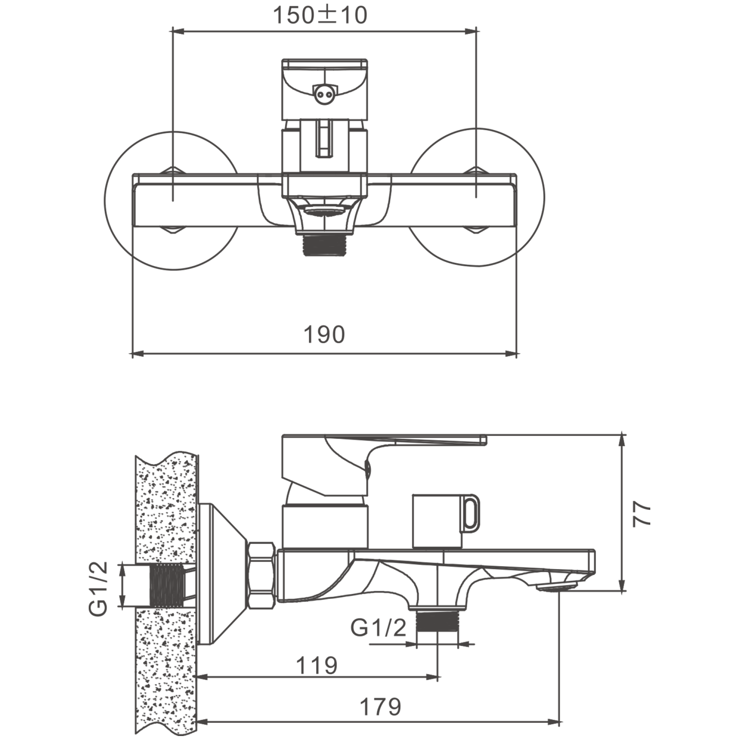 Смеситель для ванны BELZ B679 с аксессуарами, короткий излив (B60679) - фото 2