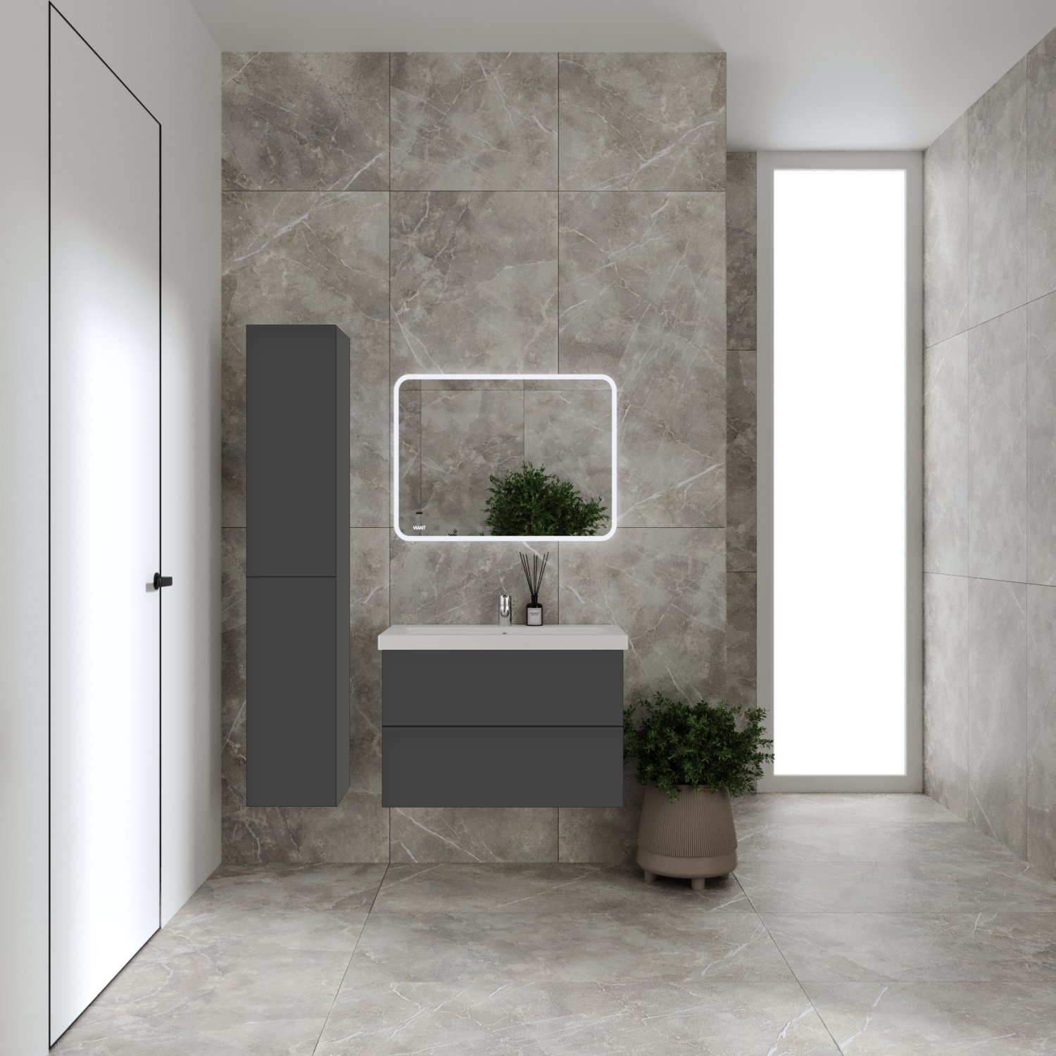 Пенал VIANT  "София" подвесной правый графит 300x300x1600 (VSOF300G-PENR) - фото 2