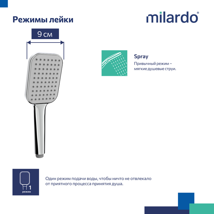 Лейка для душа Milardo 1F Ideal Spa (ILS1FCSM18) - фото 3