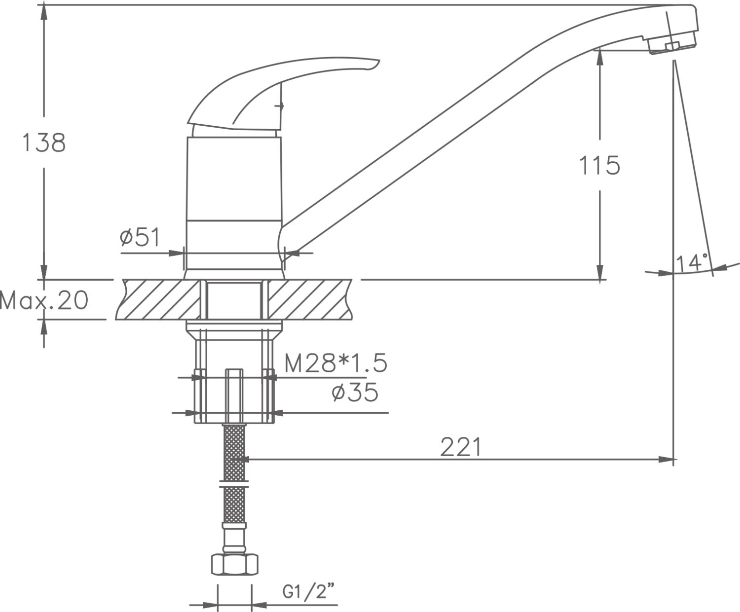 Смеситель для кухни Cron хром (CN4929) - фото 2
