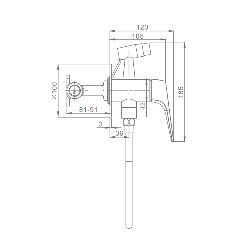 Смеситель Raglo с гигиеническим душем встраиваемый, сатин золотой (R07.52.03) - фото 2
