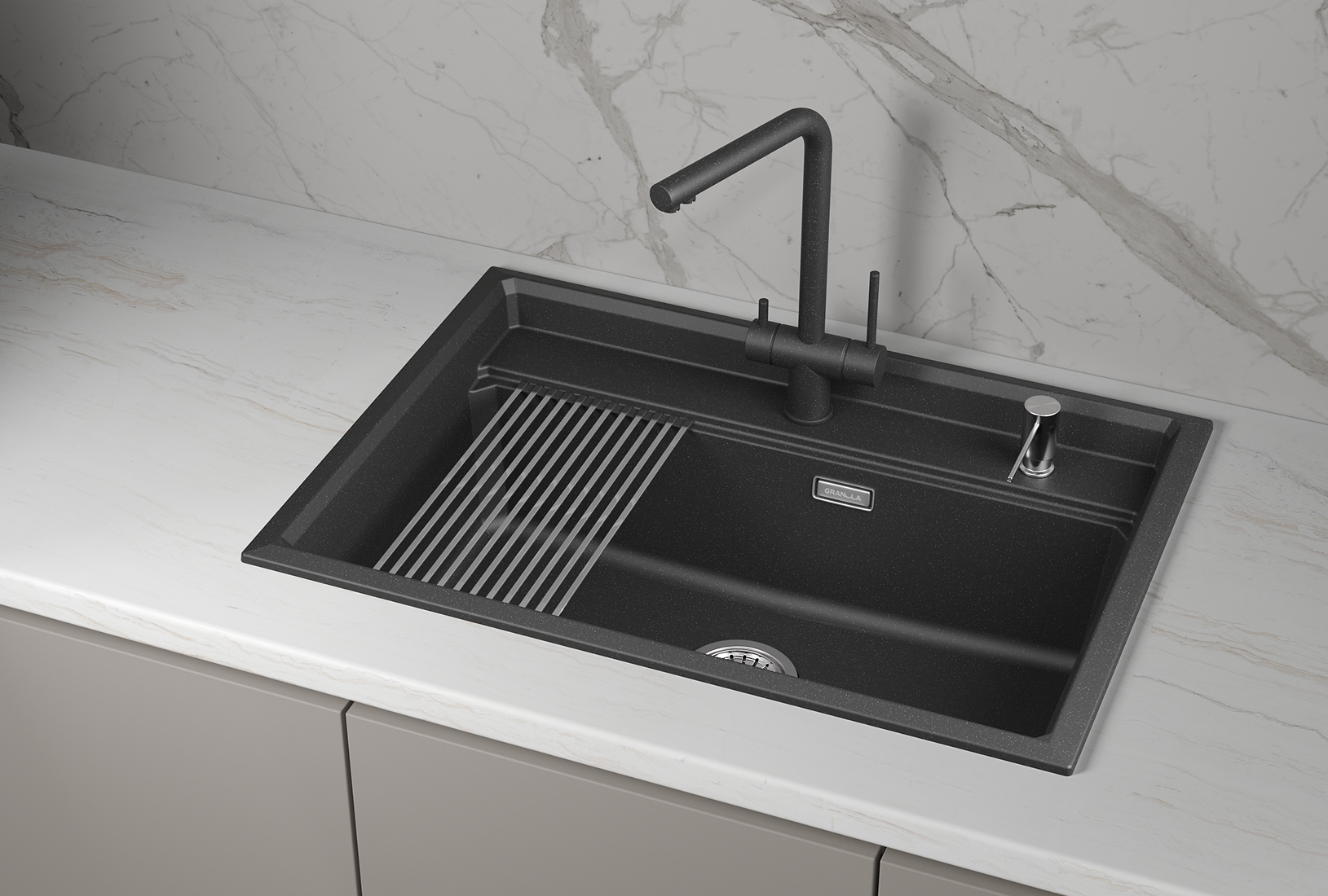 Кухонная мойка GRANULA кварц (7301i, ШВАРЦ) - фото 3