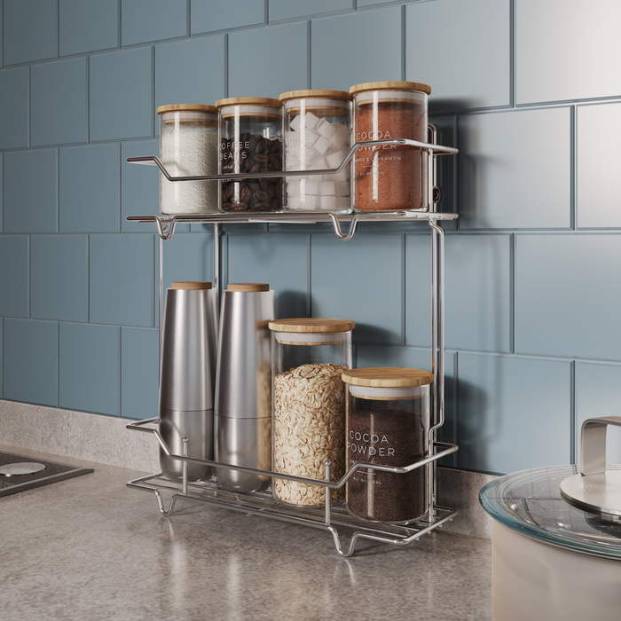 Полка двухъярусная прямая Milardo Grid проволока стальная, хром (GRICS2CM44) Полка двухъярусная прямая Milardo Grid проволока стальная, хром (GRICS2CM44) - фото 5