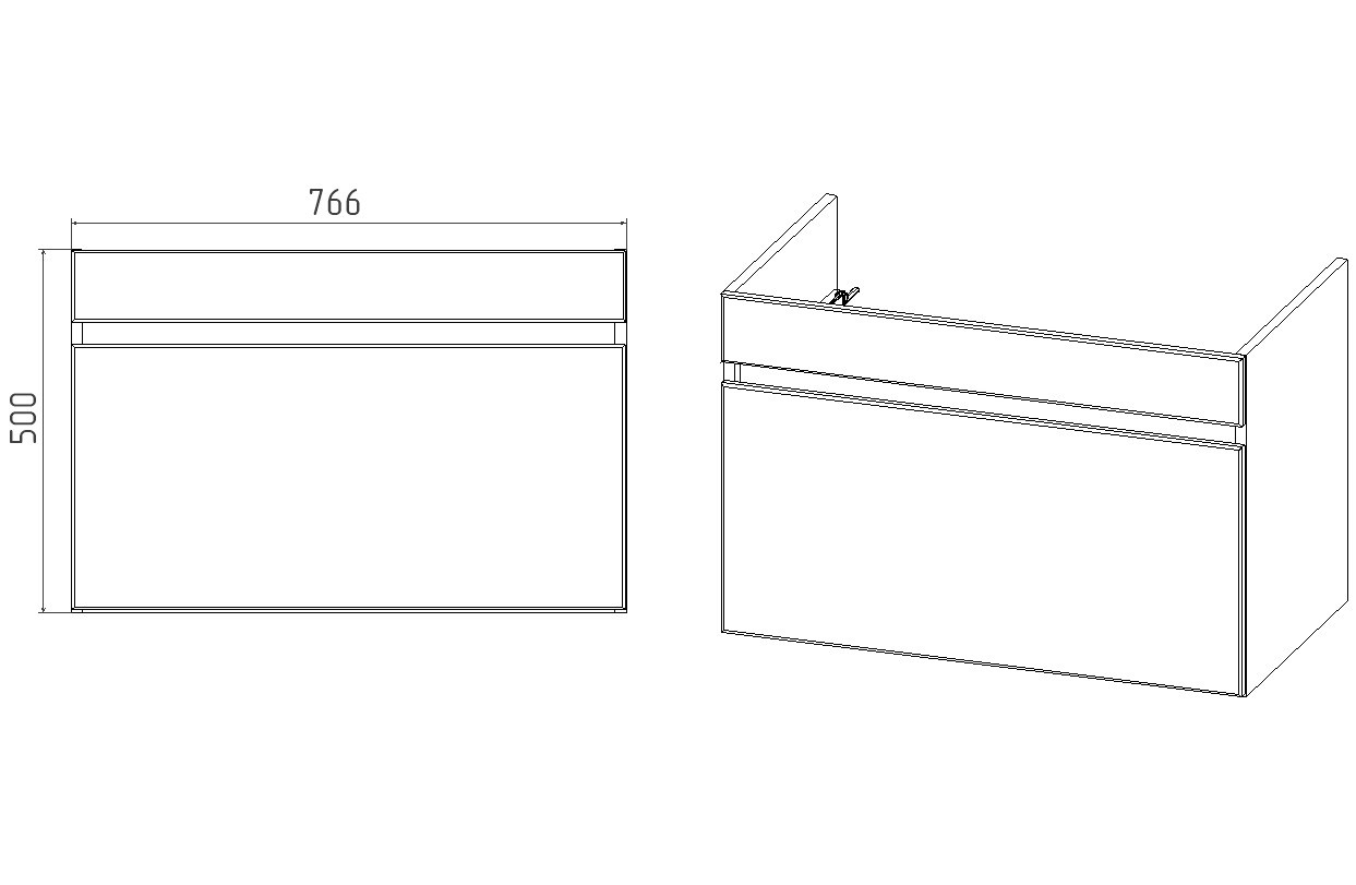 Тумба VIANT "Мальта" COMO 80 1 ящик подвесная 425х760х500 (VMAL80CO-T1YP) - фото 3