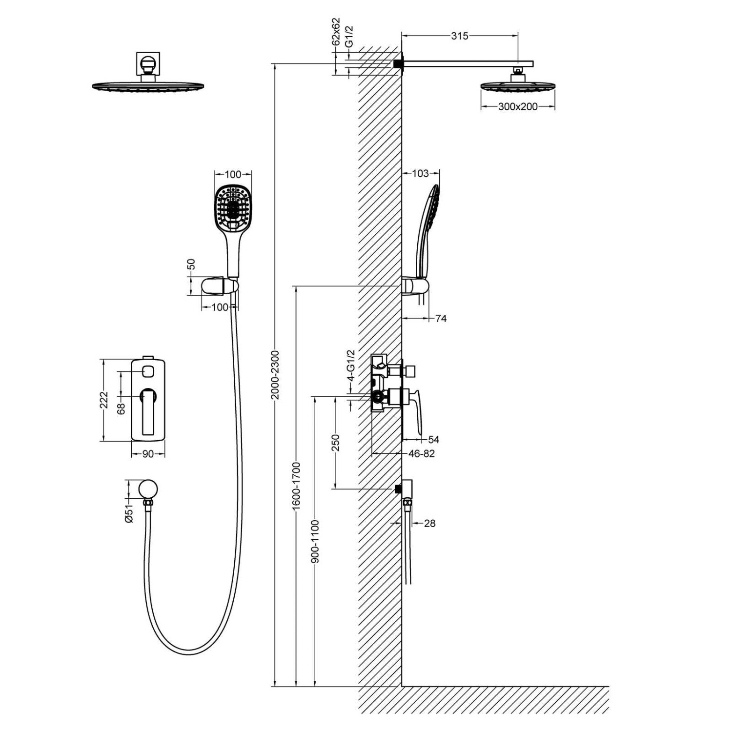 Душевая система встроенная Timo Helmi (SX-4069/03SM) черный - фото 3