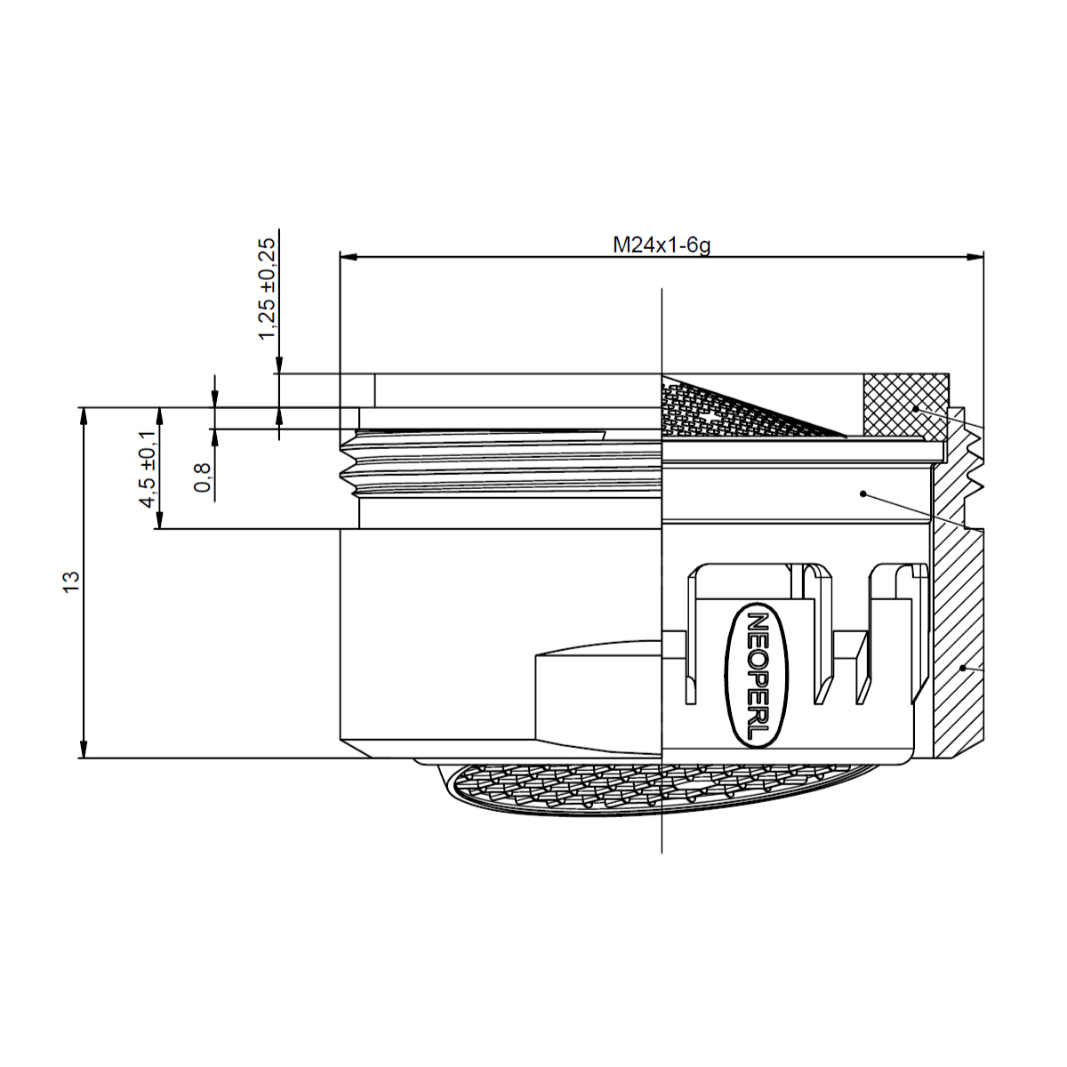 Аэратор Lemark NEOPERL PERLATOR HONEYCOMB SSR, M24, внутренний, с изменяемым углом (NP13303SSR-BL) - фото 2