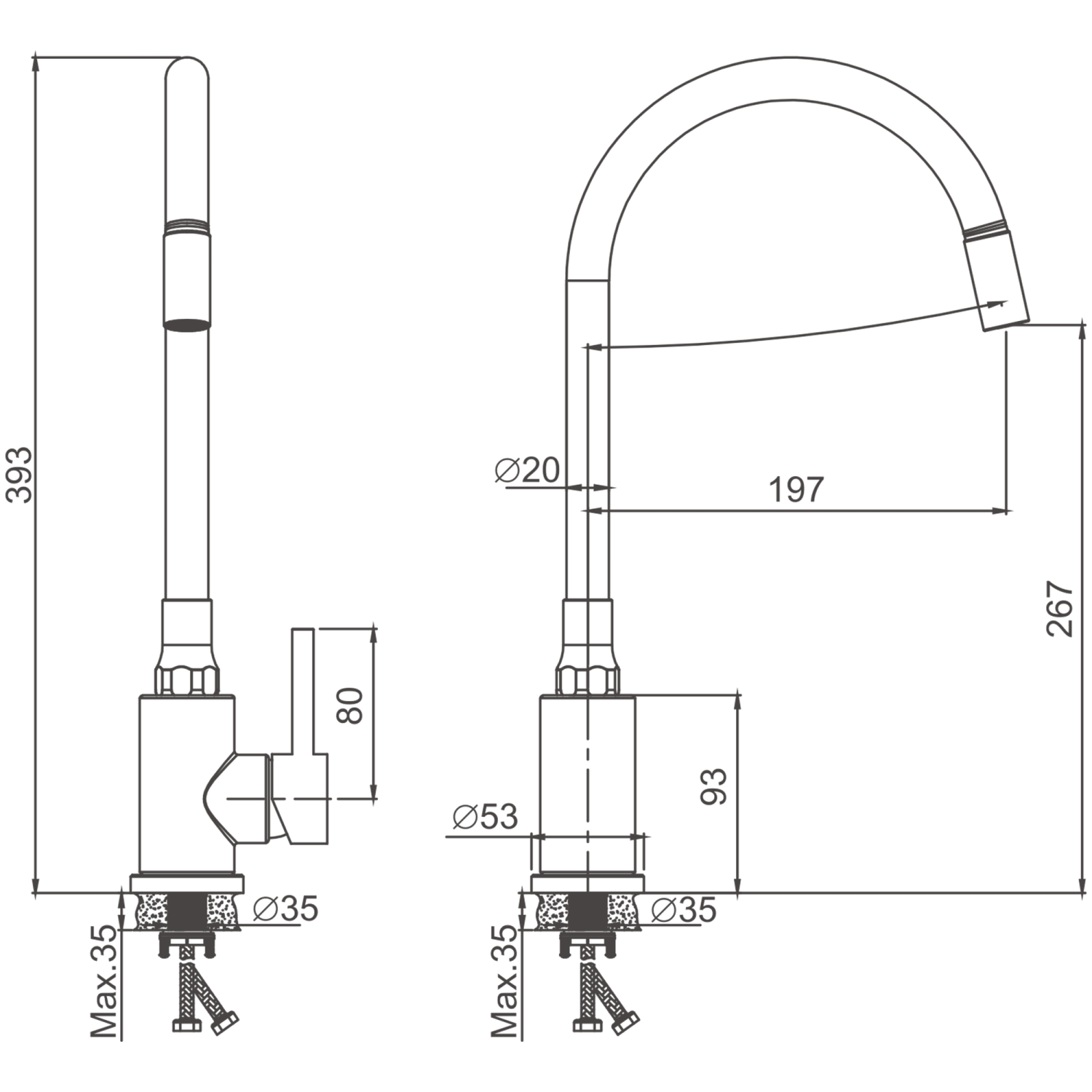 Смеситель для кухни BELZ гибкий хром (B73809-8) - фото 2