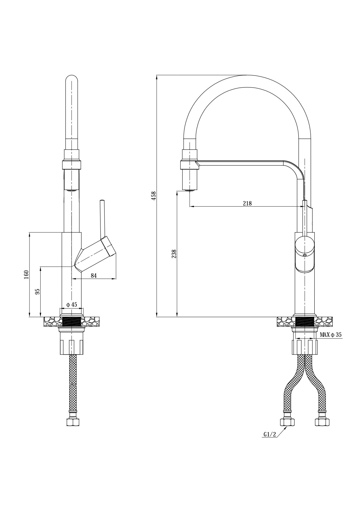 Смеситель для кухни ESKO гибкий излив ,белый, Gold (K50GW) - фото 2