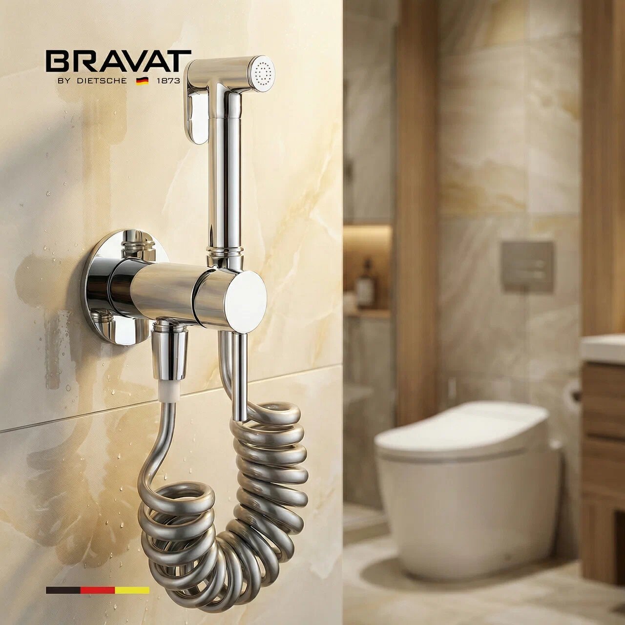 Гигиенический душ со смесителем с пружинным шлангом BRAVAT (D9190CP-SW) - фото 2