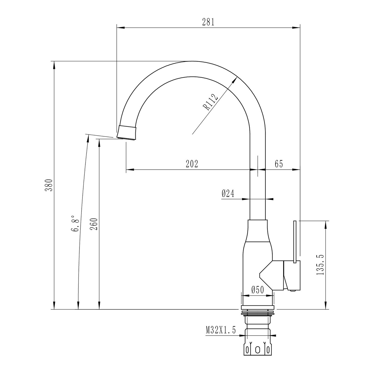 Смеситель для кухни 35k MIXLINE MLSS-0321 трубчатый излив (536275) - фото 3