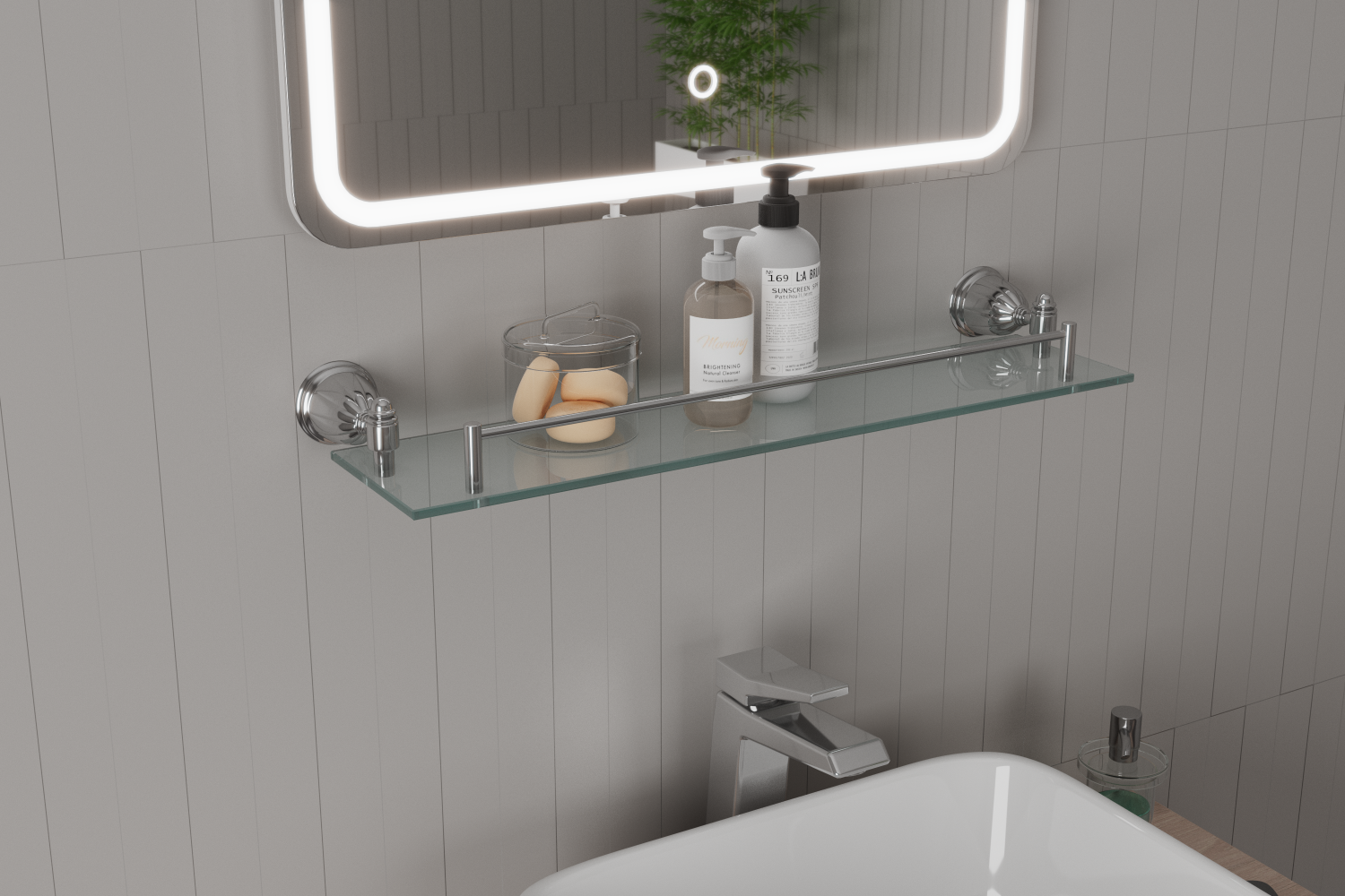 Полка стеклянная с бортиком Socotra (ST12611) - фото 3