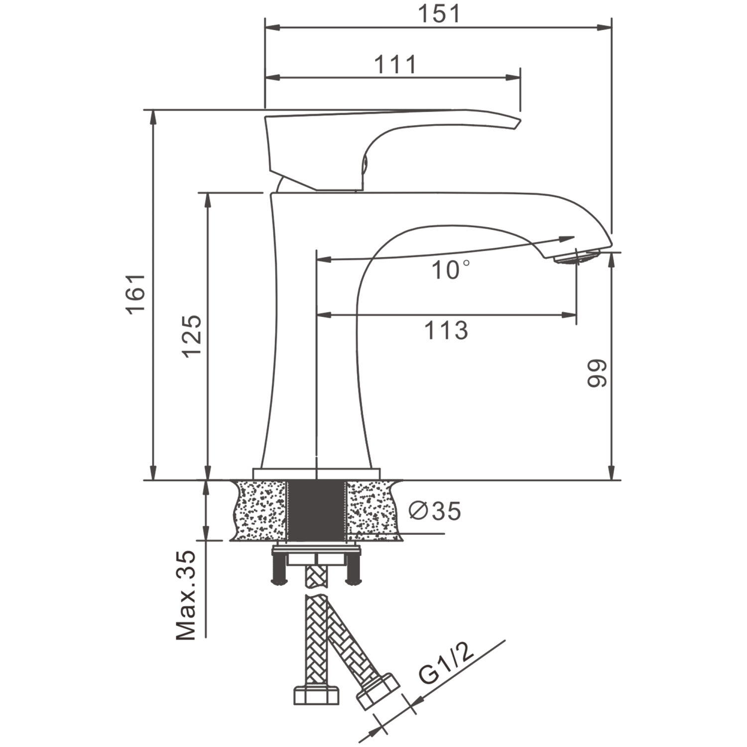 Cмеситель для умывальника BELZ (B10507-3) - фото 2