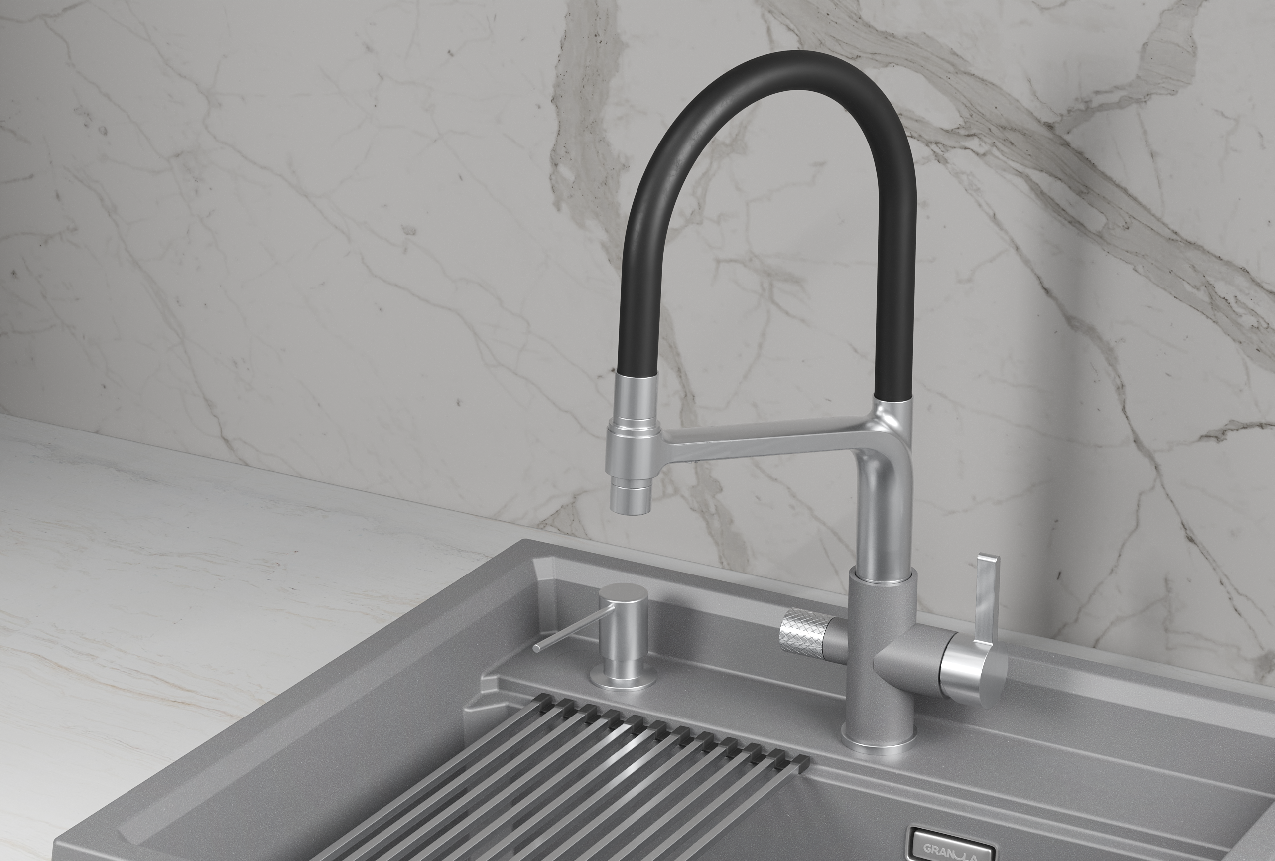 Смеситель для кухни GRANULA (5083, АЛЮМИНИУМ) - фото 2