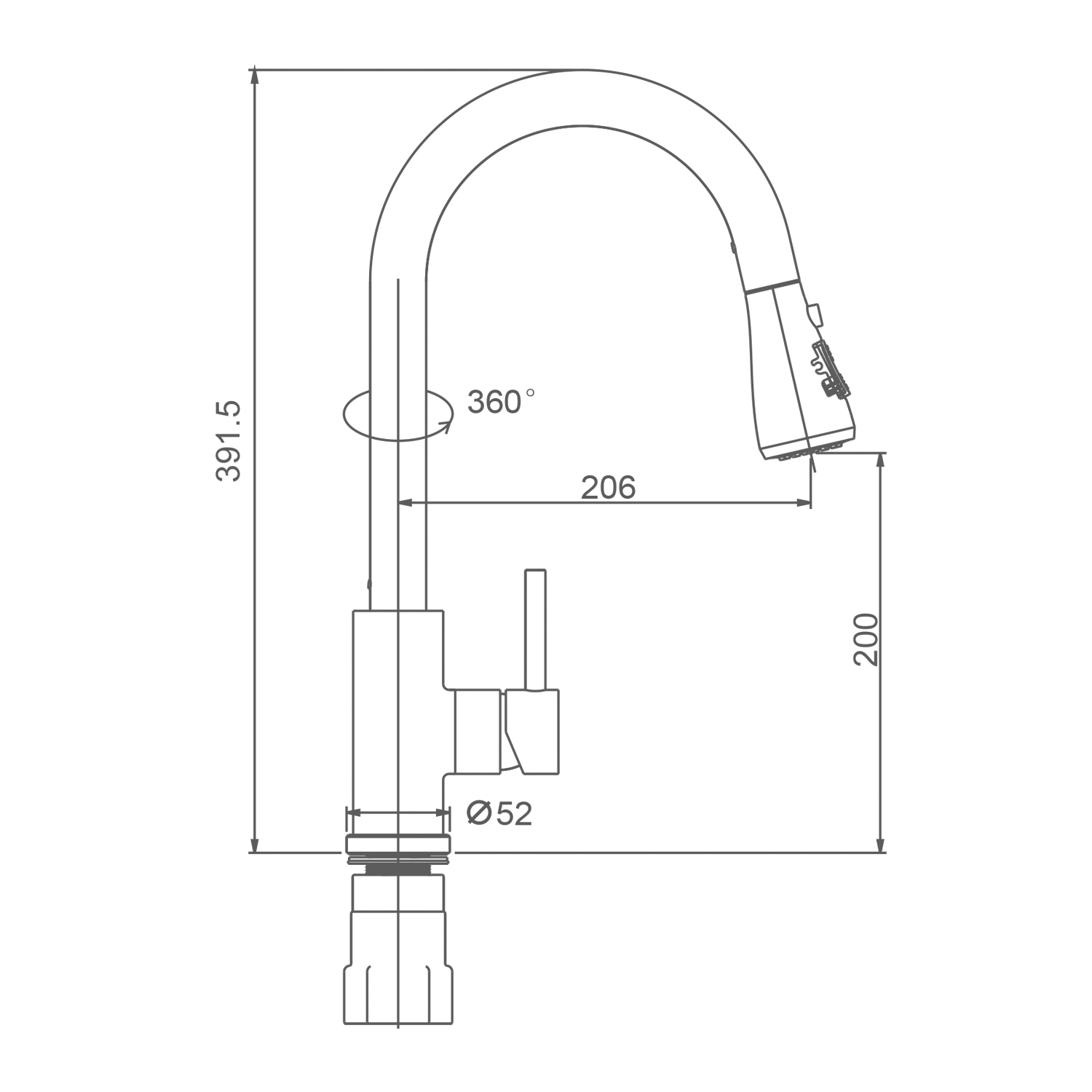 Смеситель Splenka для кухни 2-х режимный поворотный выдвижной излив, сатин (S203.49.05) - фото 2