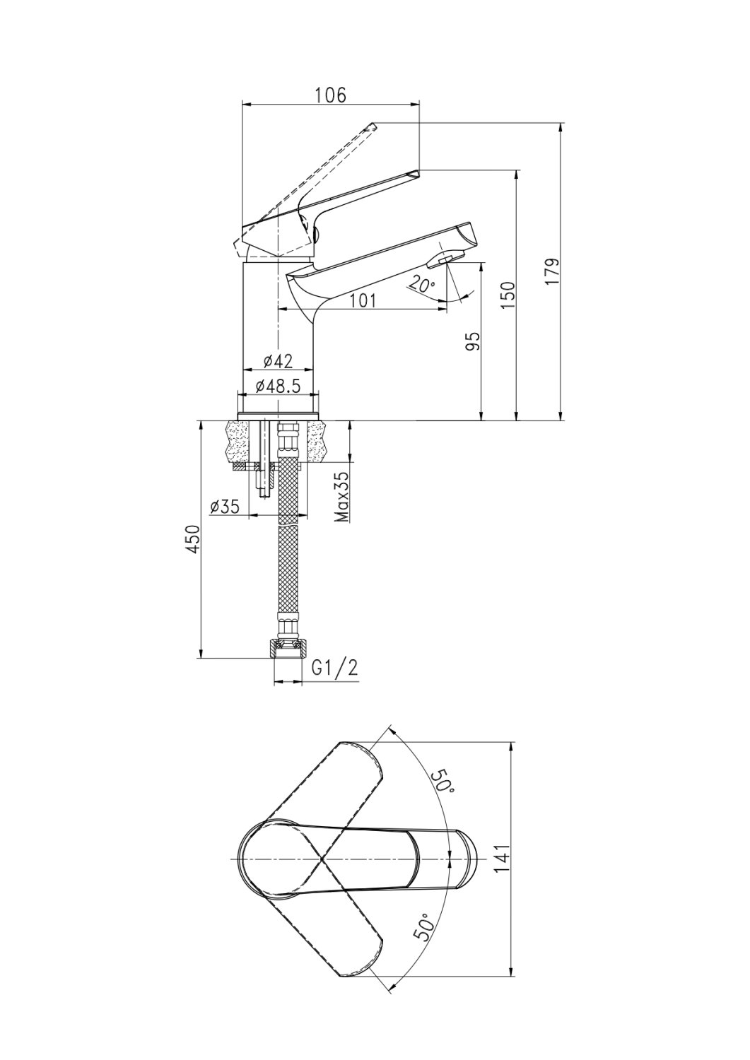 Смеситель для раковины Cersanit FLAVIS однорычажный (63034) - фото 3