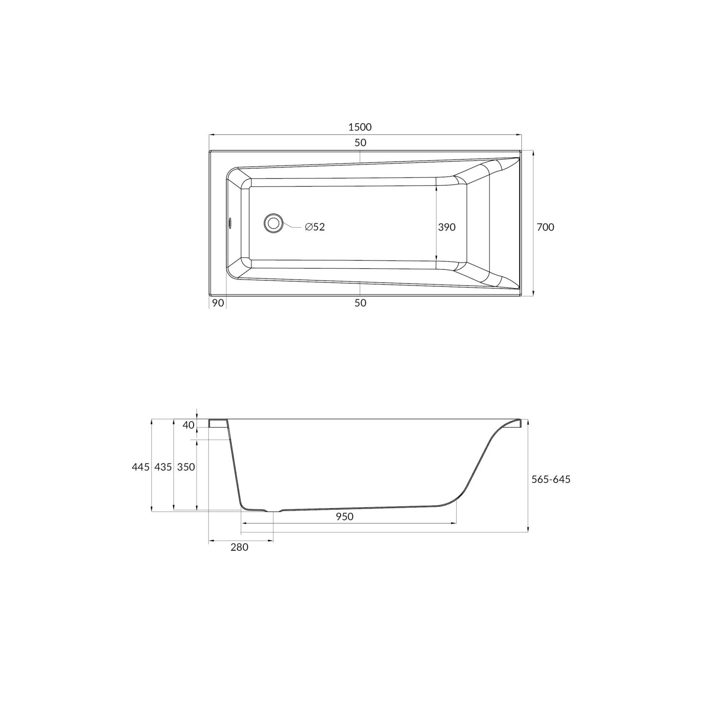 Ванна Cersanit  прямоугольная LORENA 150x70 (64531) - фото 7