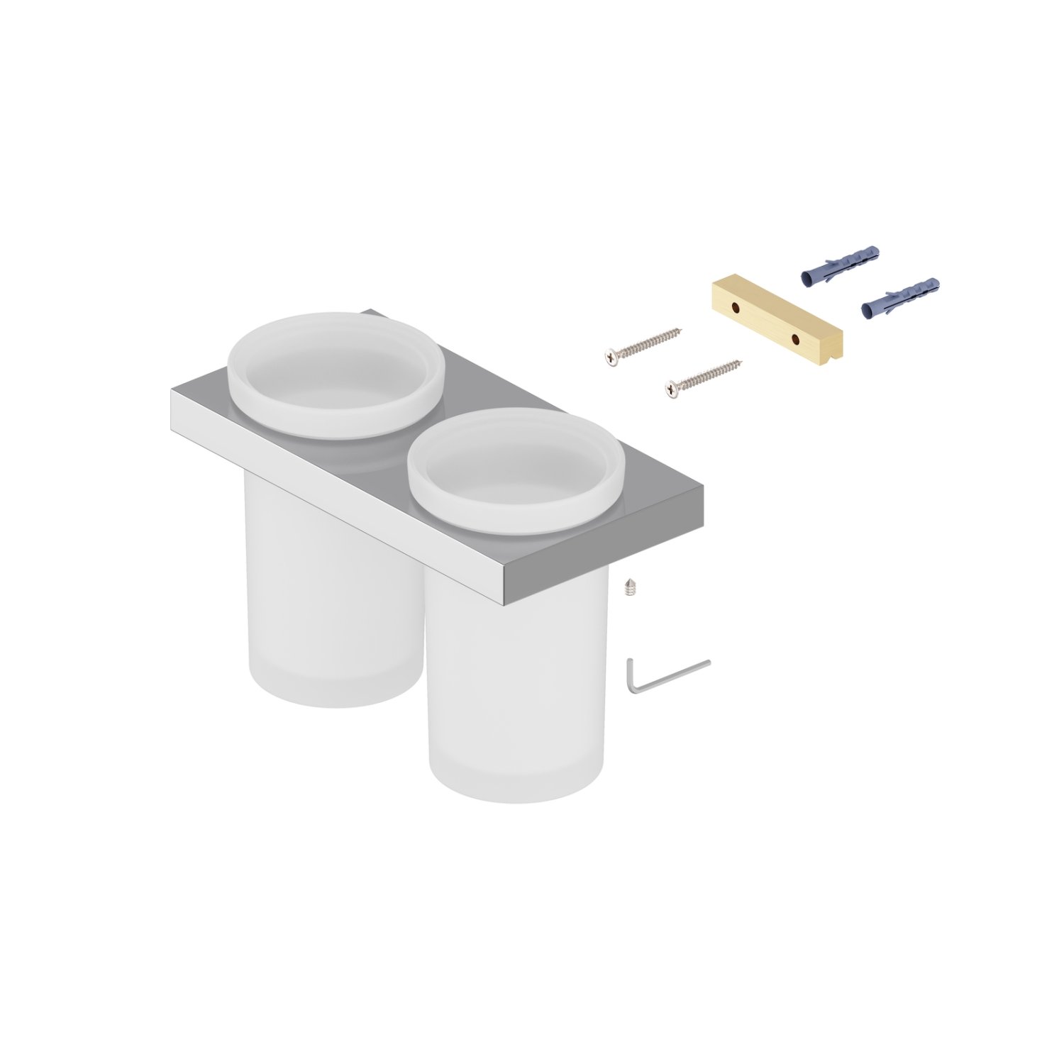 Стакан для зубных щеток двойной Timo Petruma никель (15234/13) - фото 2