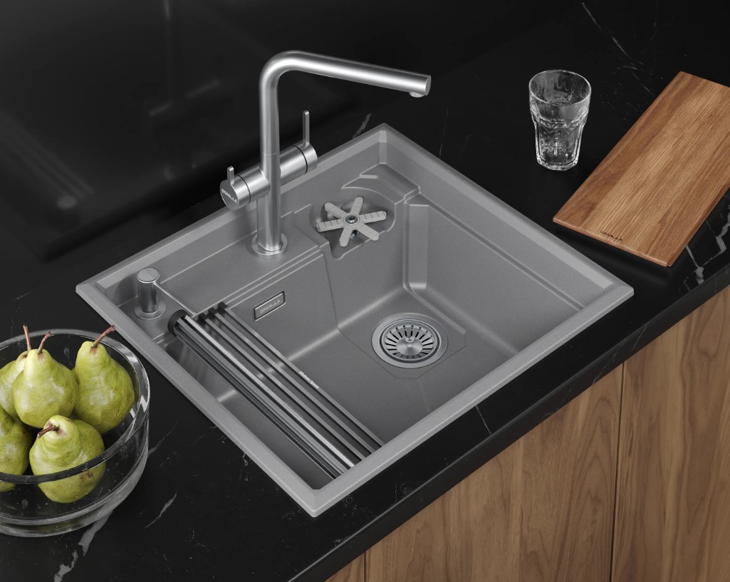 Кухонная мойка GRANULA KITCHEN SPACE RINZER кварц (5807R, АЛЮМИНИУМ) - фото 1