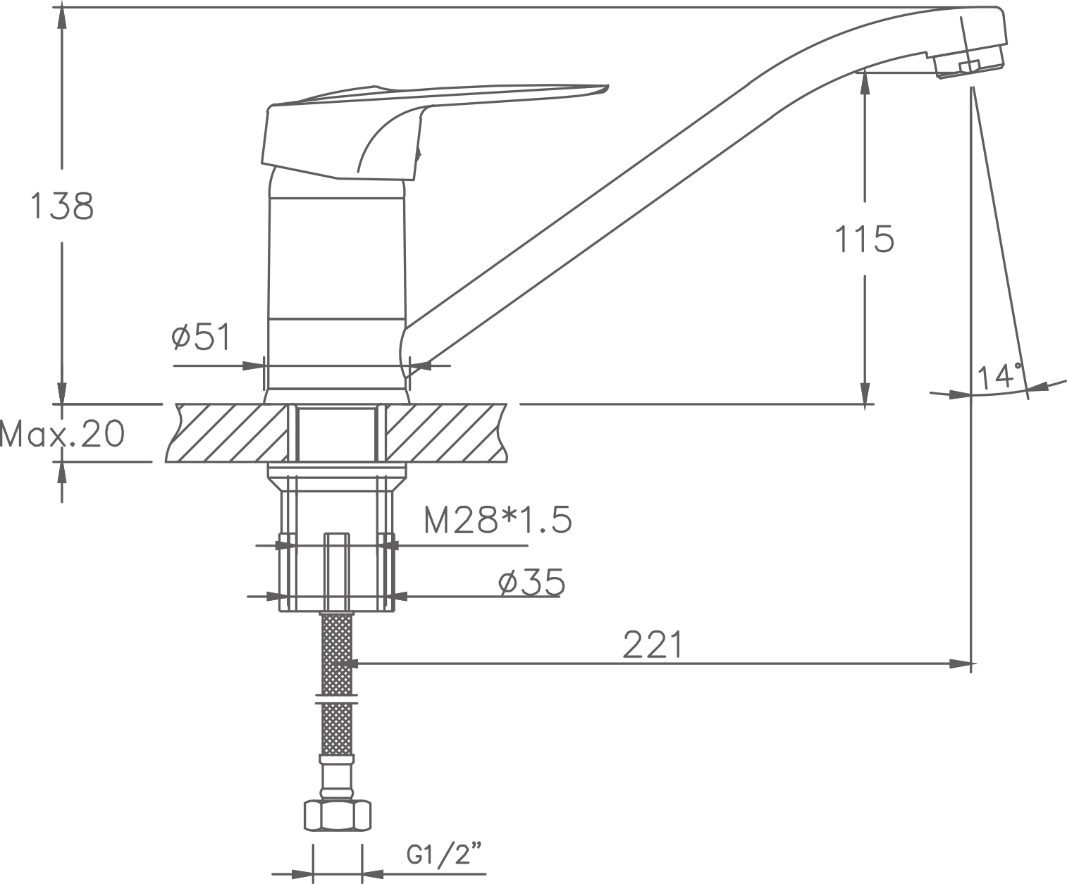 Смеситель для кухни Cron хром (CN4904) - фото 2