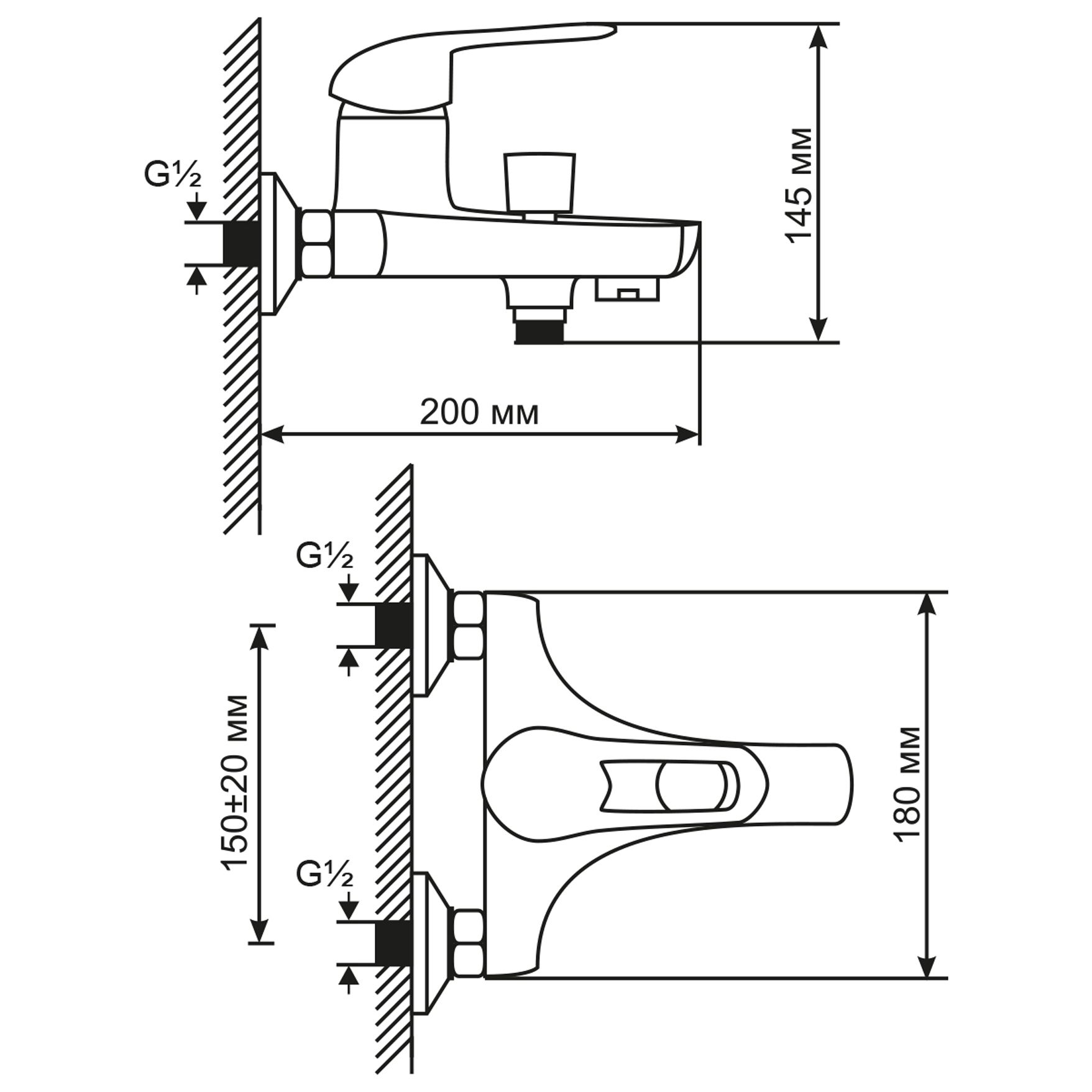 Смеситель для ванны MIXLINE ML05-01 (522144) - фото 3