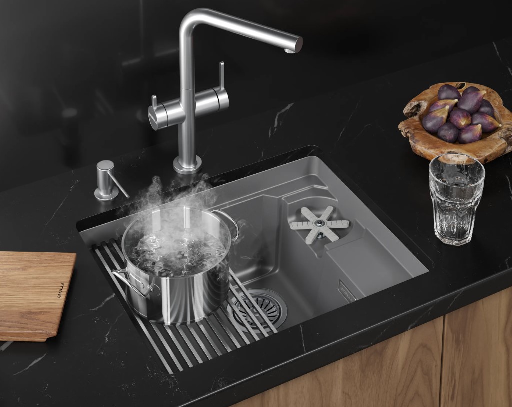 Кухонная мойка GRANULA KITCHEN SPACE RINZER кварц (5505RU, АЛЮМИНИУМ) - фото 6