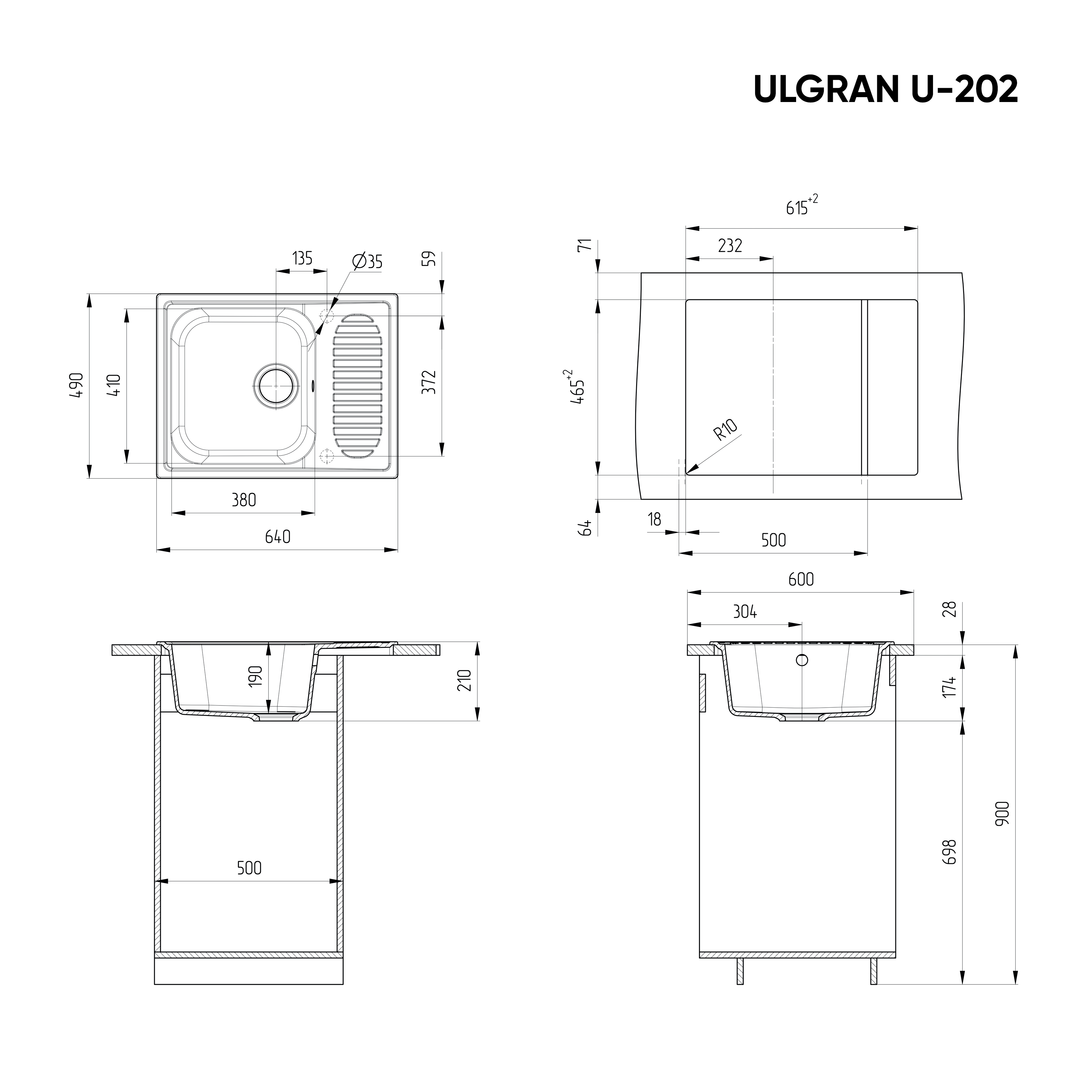 Мойка Ulgran Classic ультра-черный (U-202-344) Мойка Ulgran Classic ультра-черный (U-202-344) - фото 5