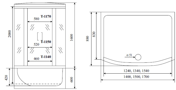 Душевая кабина Timo Standart 150*88*220 (T-1150) Душевая кабина Timo Standart 150*88*220 (T-1150) - фото 2