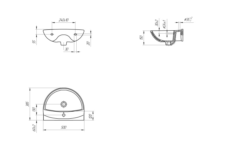 Раковина подвесная MITO RED 50 1 отв. (S-UM-MIR50/1-w) - фото 4