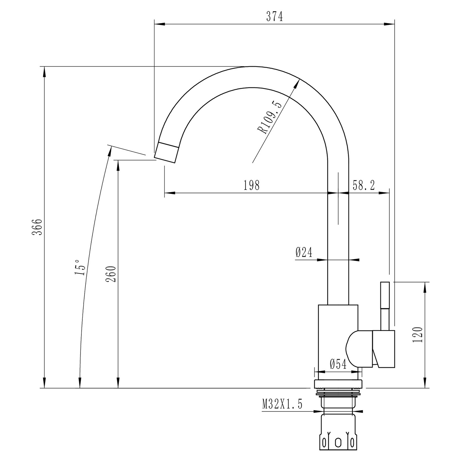 Смеситель для кухни 35k MIXLINE MLSS-0303 трубчатый излив (505147) - фото 3