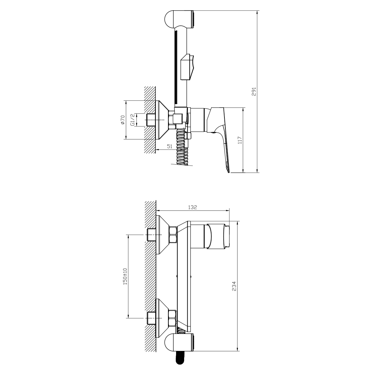 Смеситель с гигиеническим душем Rossinka RS27 (RS27-52)  - фото 2