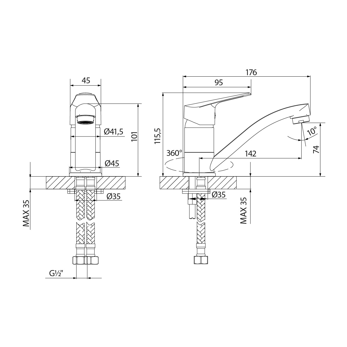 Смеситель для раковины Lemark Partner (LM6507C) Смеситель для раковины Lemark Partner (LM6507C) - фото 2