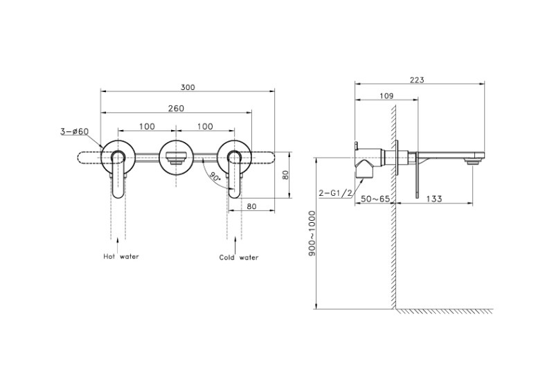 Смеситель для раковины CERSANIT OLIVA встраиваемый черный (68972) - фото 8