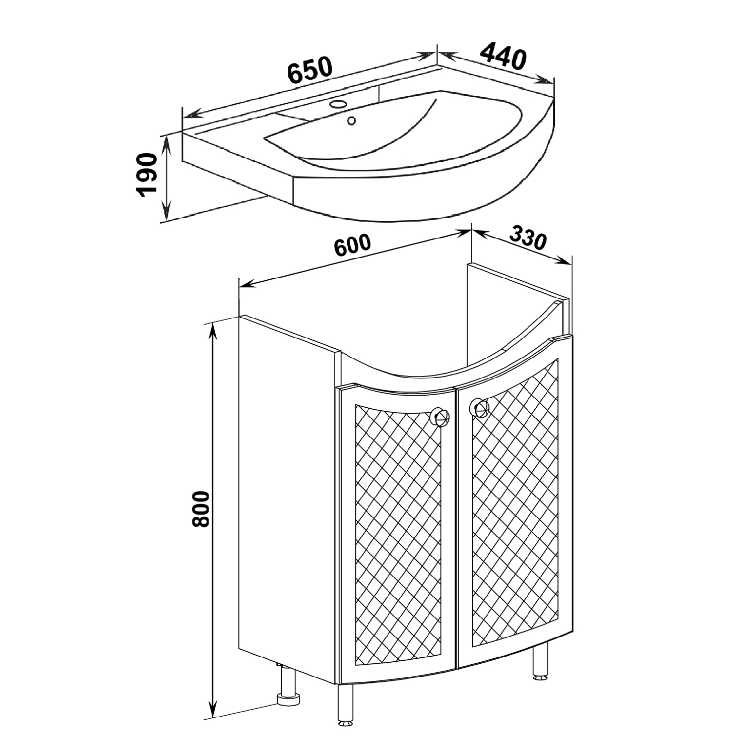 Тумба Runo Милано 65 под умывальник 00000000438 (Элеганс 65) (УТ000002087) - фото 4
