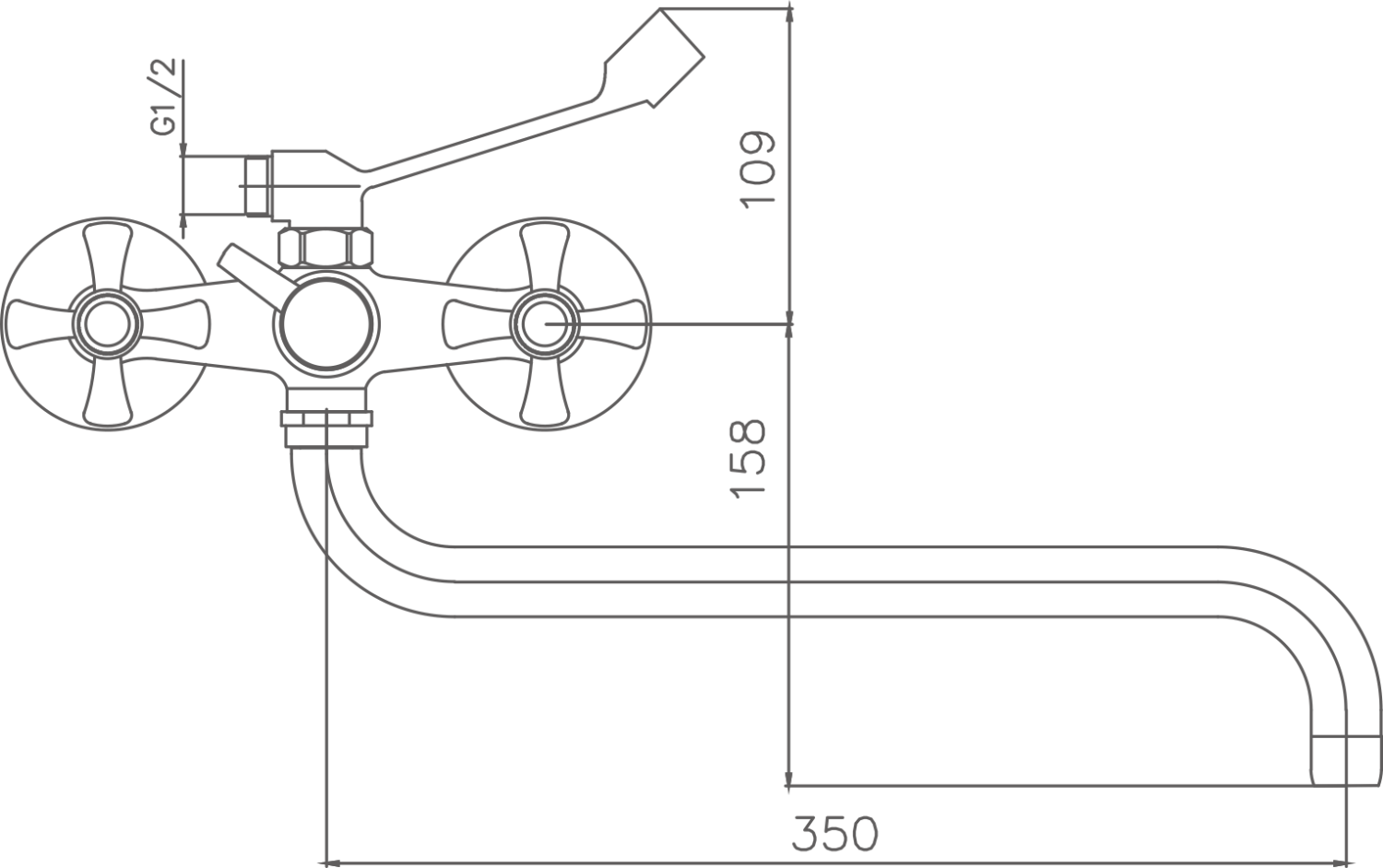 Смеситель для ванны Cron хром (CN2642-2) - фото 2