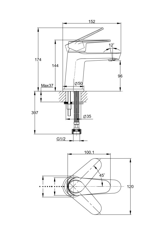 Смеситель для раковины CERSANIT LARA средний однорычажный черный (68152) - фото 8