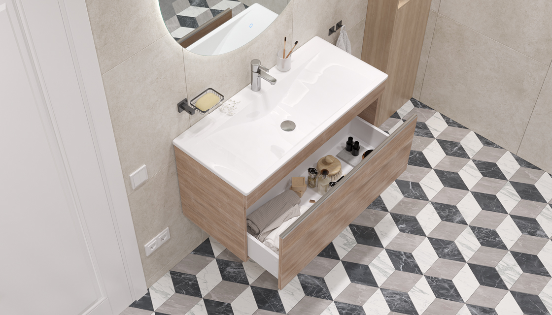 Тумба подвесная Velvex Pulsus 100 дуб сонома под раковину rkPUL.100-81 (Pulsus) (tp.PUL.PUL.100.1Y дуб сонома) - фото 4