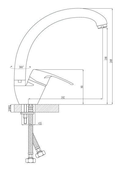 Смеситель одноручный для кухни Rossinka (терракот) с высоким поворотным изливом (F40-23LM-307) - фото 2