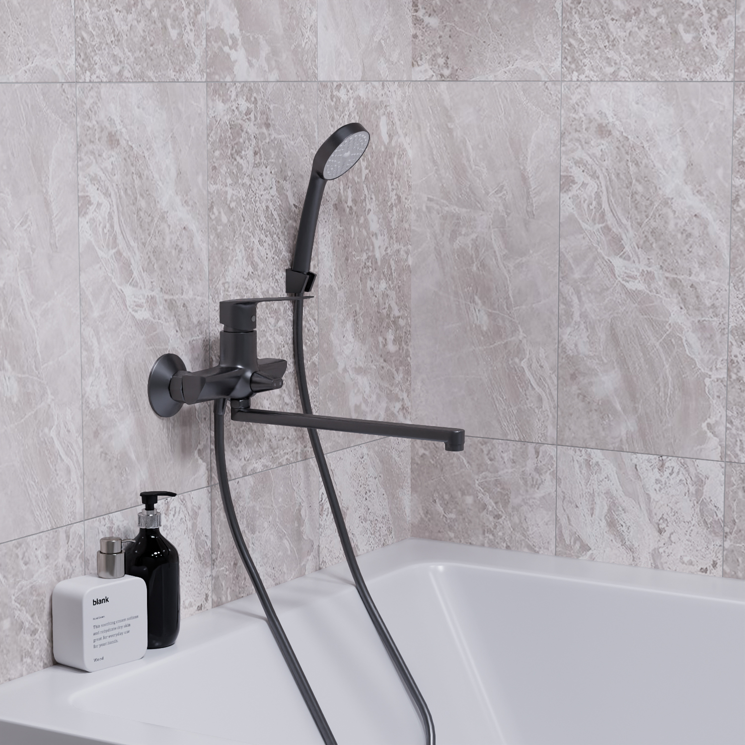 Смеситель для ванны и раковины 35k MIXLINE МЛ15-02 (ML15-02GR) ГРАФИТ (556669) - фото 4