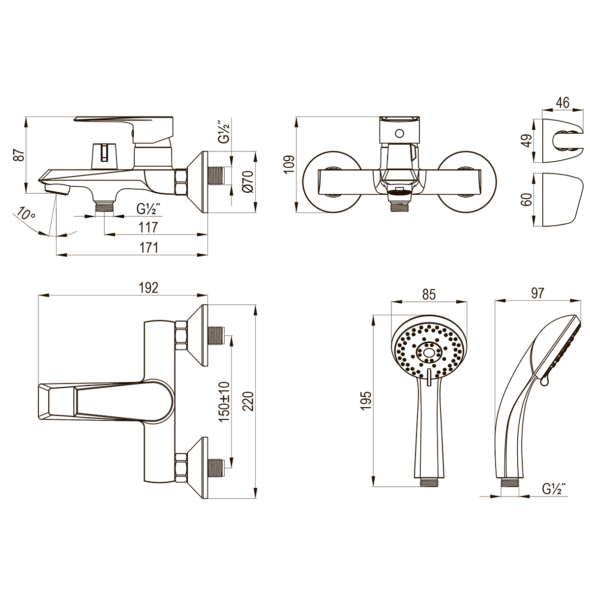 Смеситель Rossinka для ванны с монолитным изливом (RS28-30) - фото 2