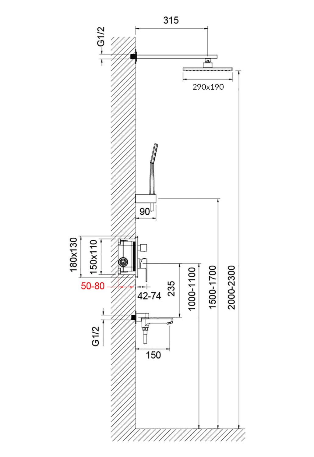 Душевая система Timo Selene скрыт. монт., 3-х режимная (SX-3069/00SM (1013) chrome) - фото 4