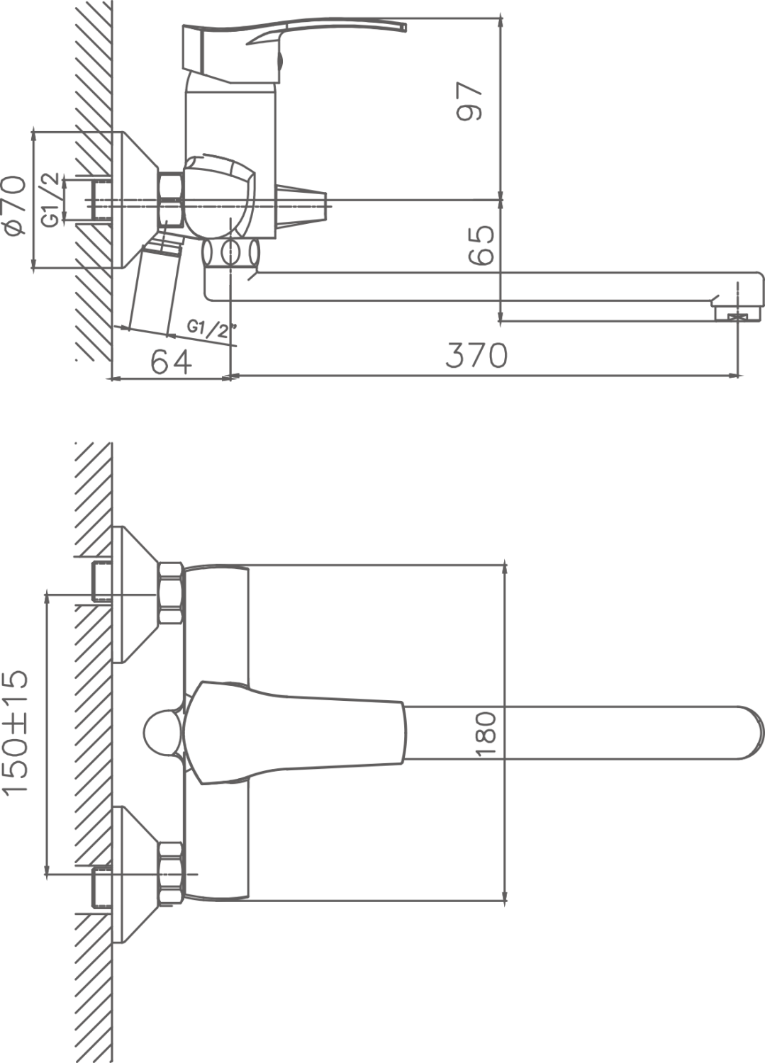Смеситель для ванны Cron хром (CN2270) - фото 2