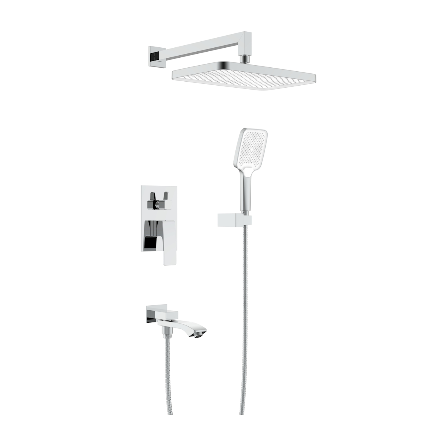 Душевая система Raglo для ванны и душа встраиваемая на 3 режима излив поворотный 20 см, хром (R01.27)