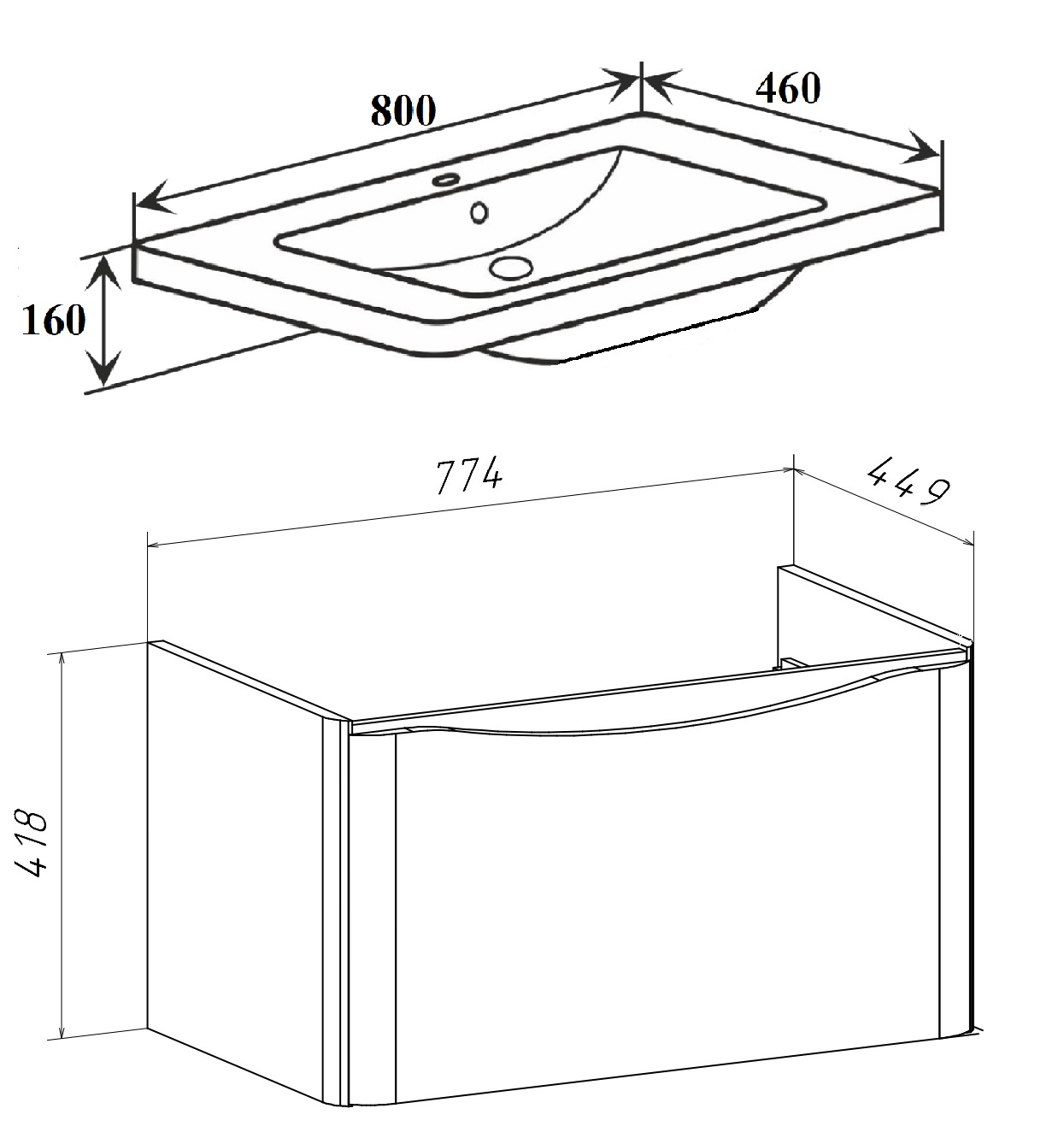 Тумба Runo Тоскана 80 темное дерево под умывальник 00-00001391 (Никсон 80) (00-00001417) - фото 4