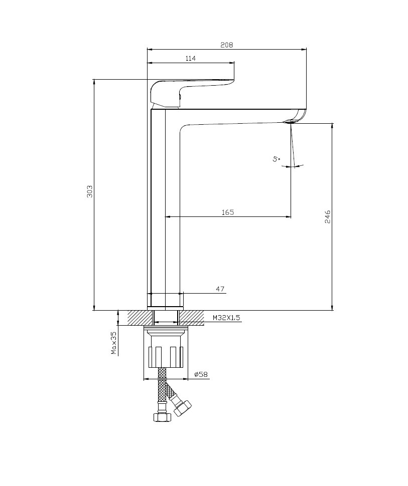 Смеситель для раковины высокий DQ Düsseldorf хром (DA1722001) - фото 7