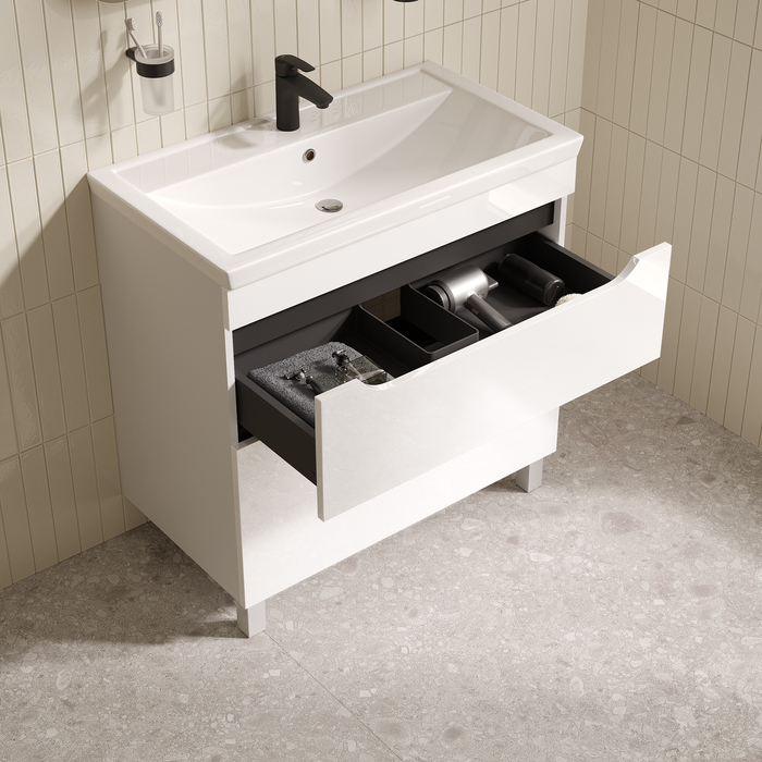 Тумба с умывальником, напольная, 80 см, белый, Ray, IDDIS, RAY80WFi95K - фото 4