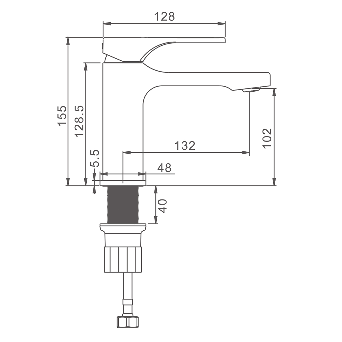 Смеситель Splenka для раковины монолитный, графит (S55.10.09) - фото 2