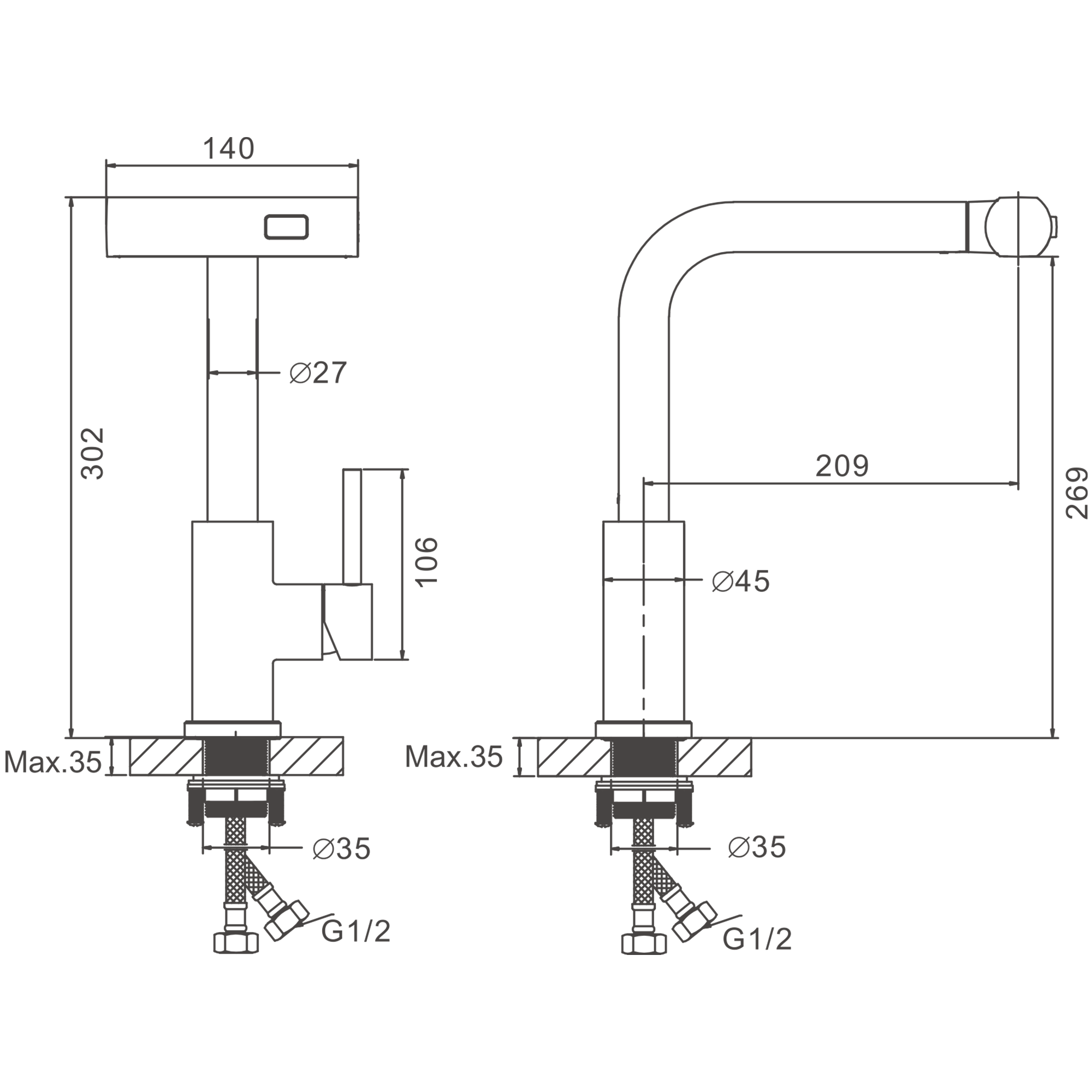 Смеситель для кухни BELZ выдвижной Сатин (B74811-1) - фото 2